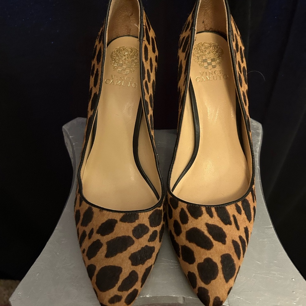 Vince Camuto Brown Leopard Print Heels